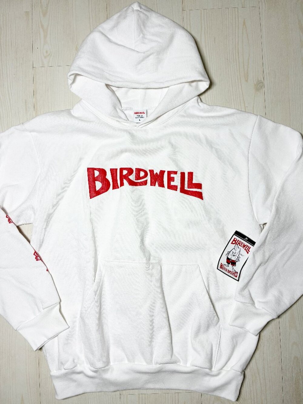 Birdwell Beach Britches White Wordmark Graphic Hoodie NWT Men’s Large